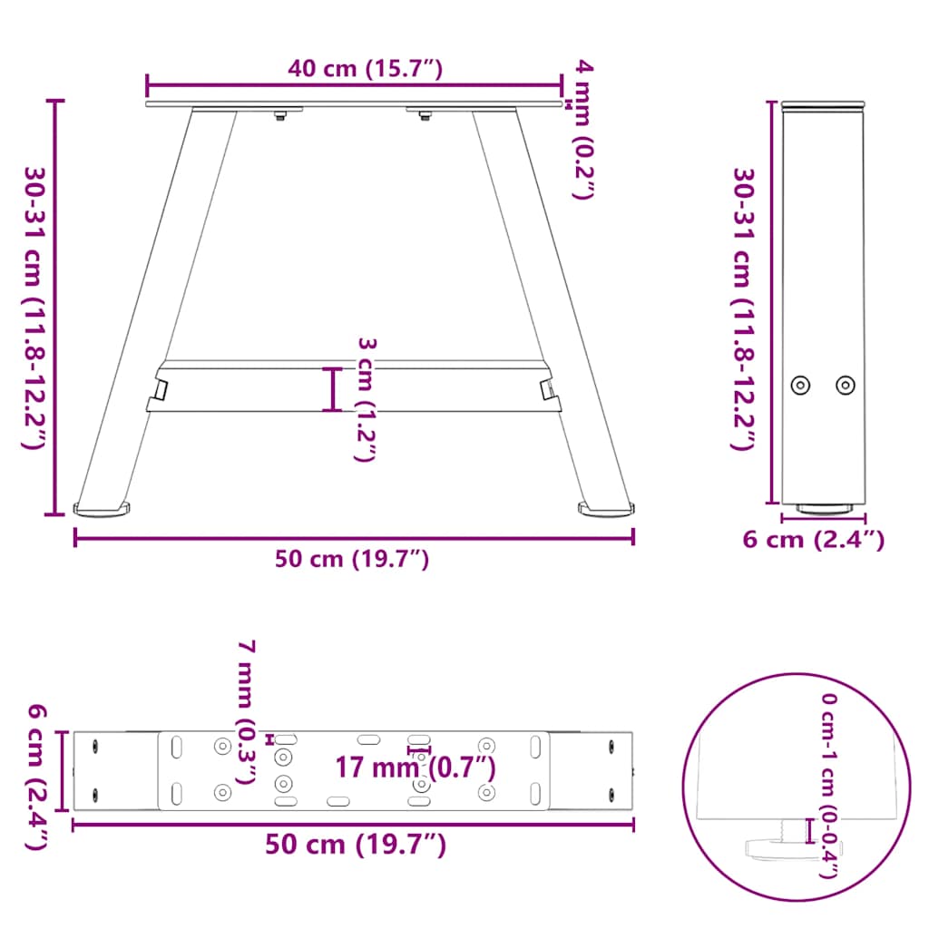 Kavos staliuko kojelės A formos 2 vnt Baltos 50x(30-31) cm