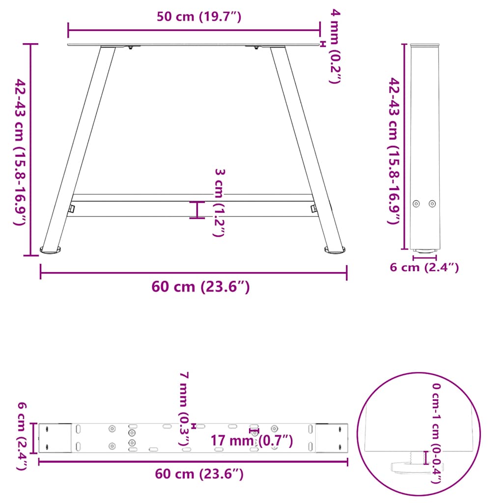 kavos staliuko kojelės A formos 2 vnt Baltos 60x(42-43) cm