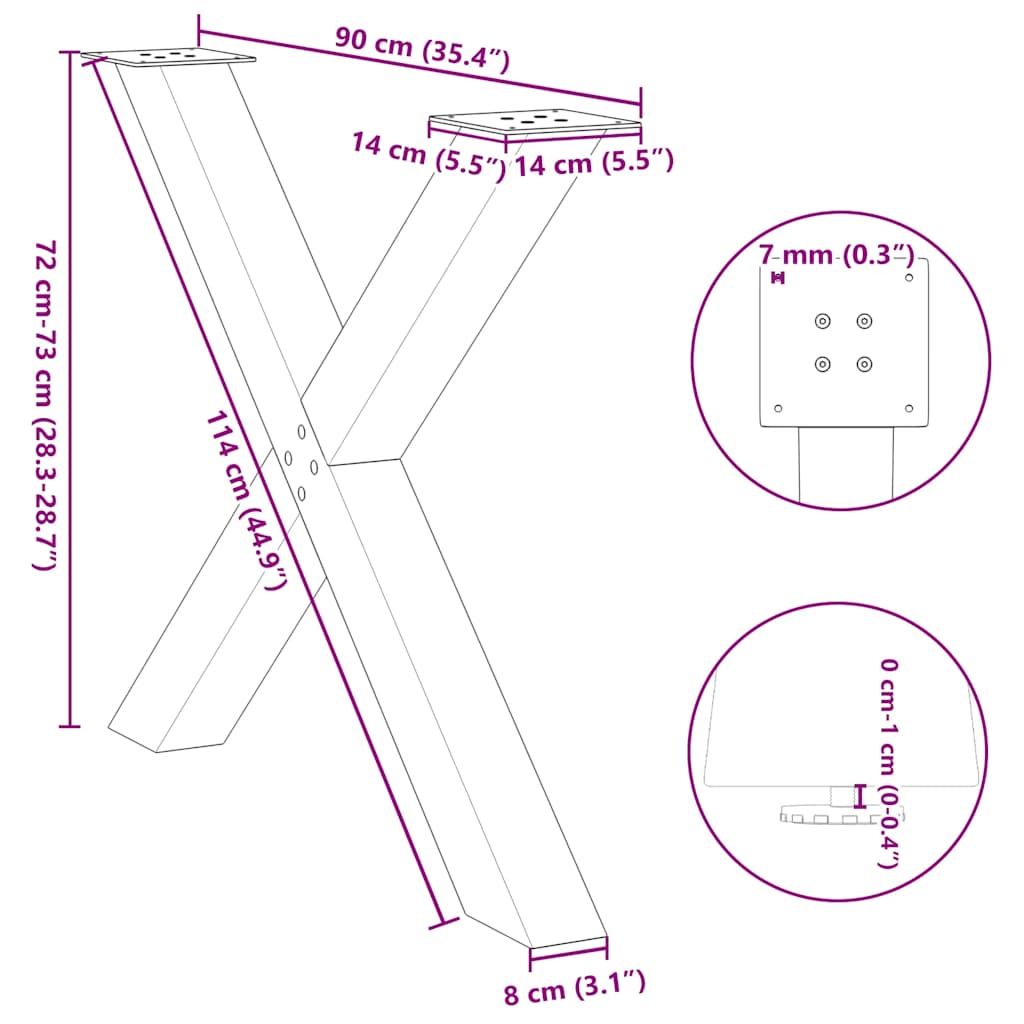 Valgomojo stalo kojelės, X formos, 3vnt., juoda, 90x(72-73)cm