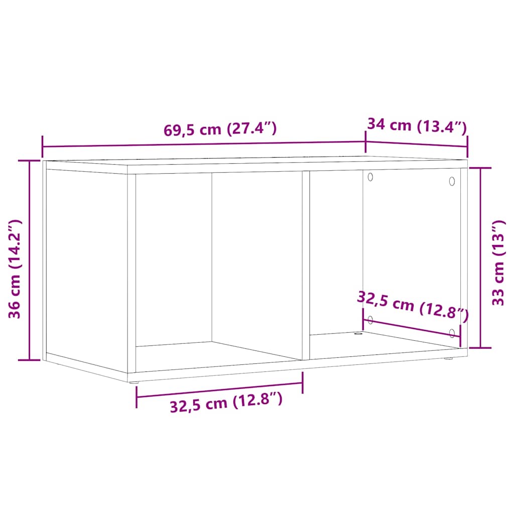 LP laikymo dėžutė Sena mediena 69,5x34x36 cm Inžinerinė mediena