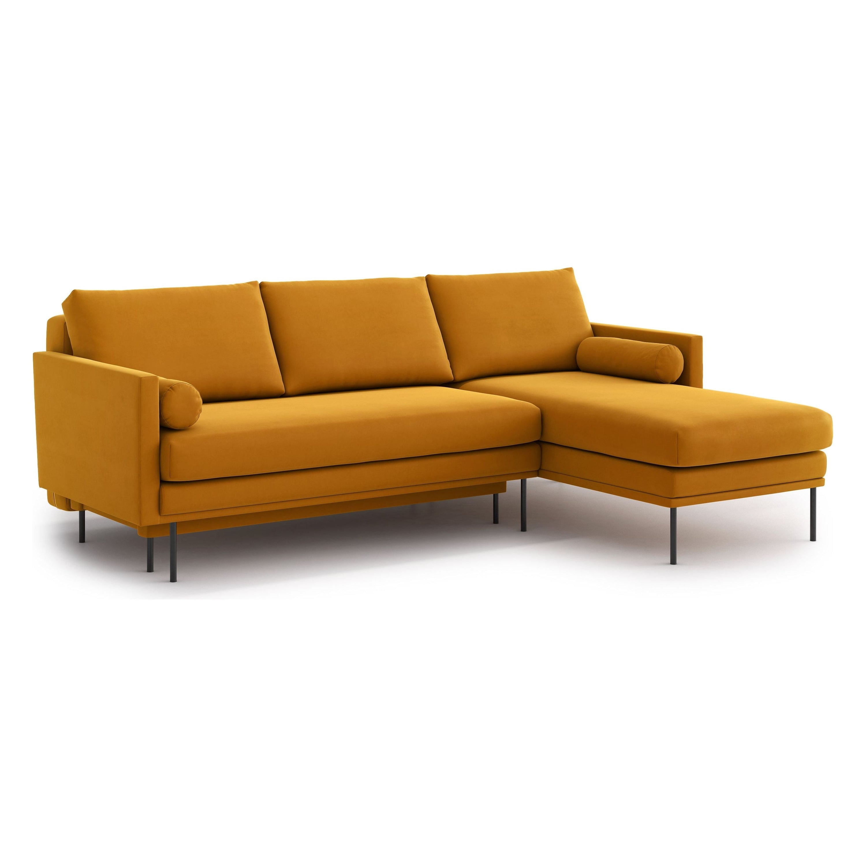 BLUES kampinė sofa lova, oranžinė spalva, universali kampo pusė