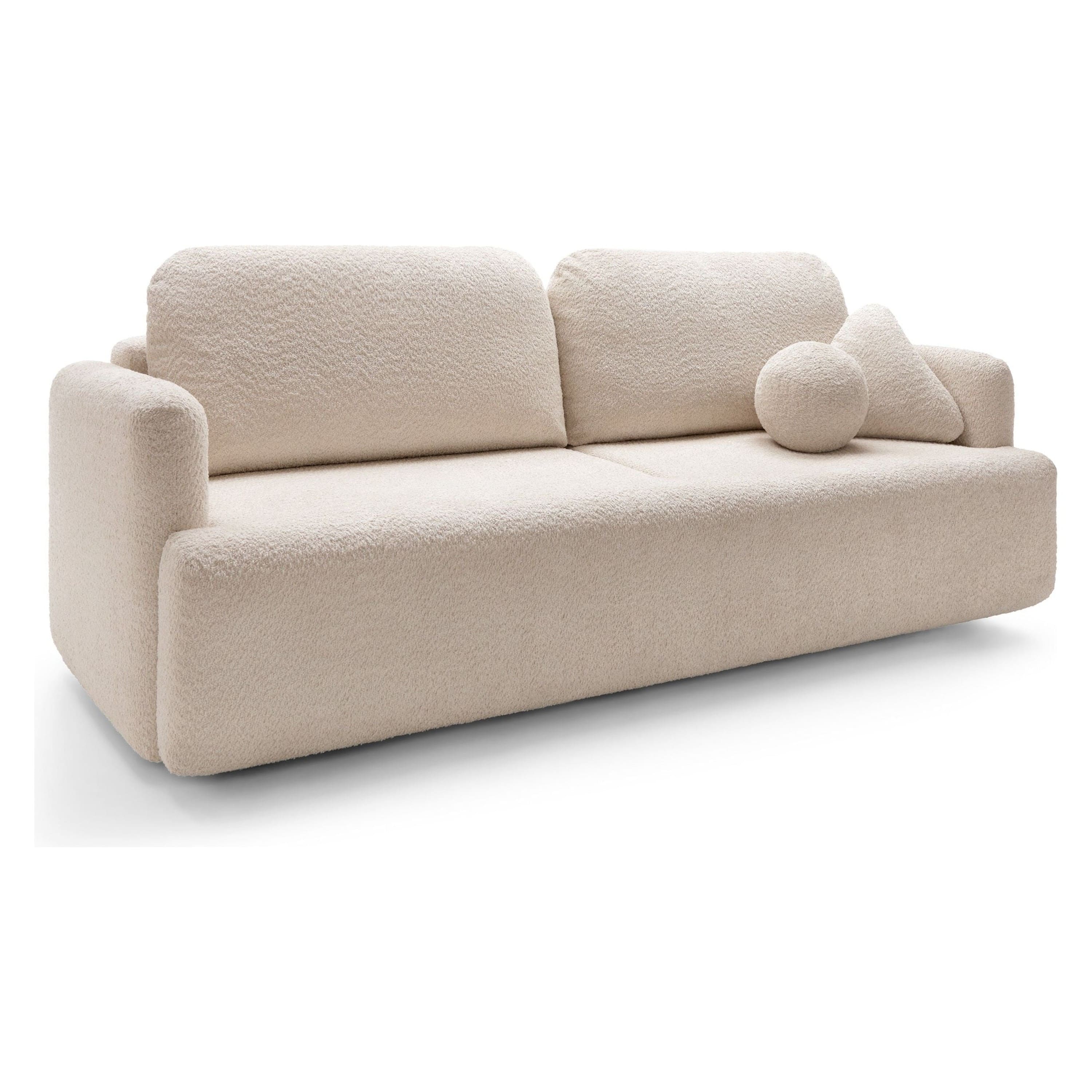 Sofa su daiktadėže AMBINA, smėlio spalvos, boucle