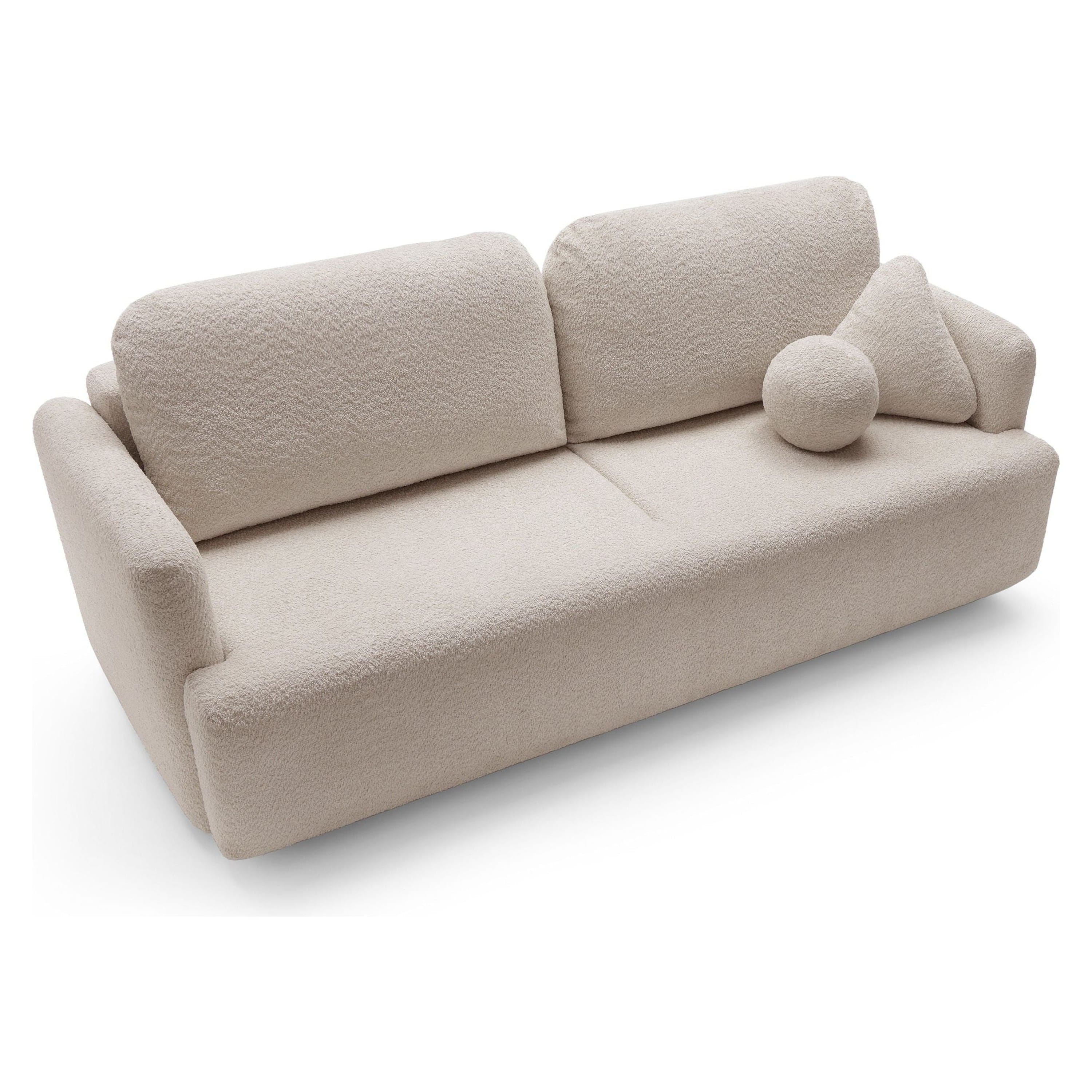 Sofa su daiktadėže AMBINA, smėlio spalvos, boucle