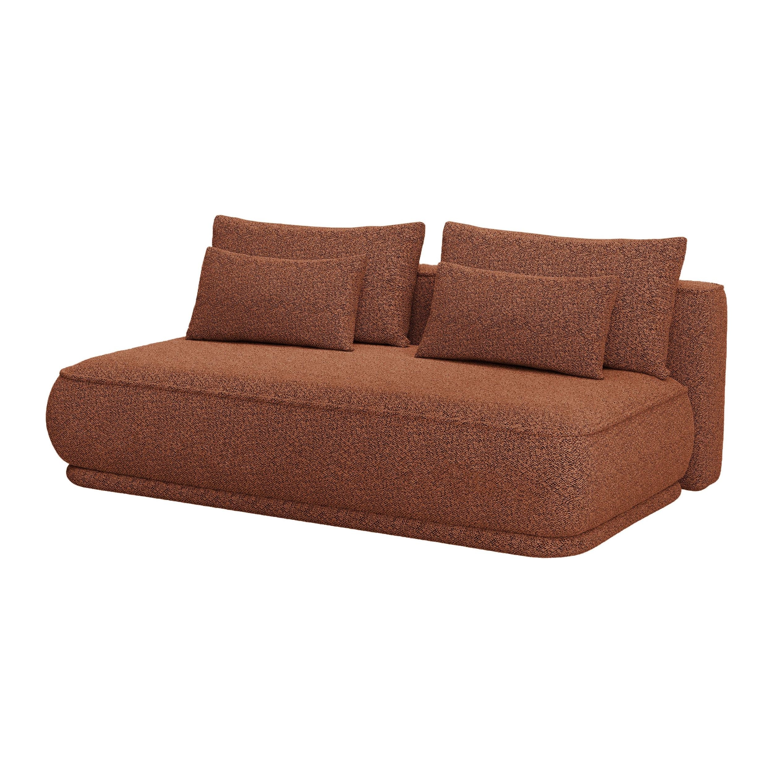 Trivietė sofa lova LENNO, rausva spalva, boucle