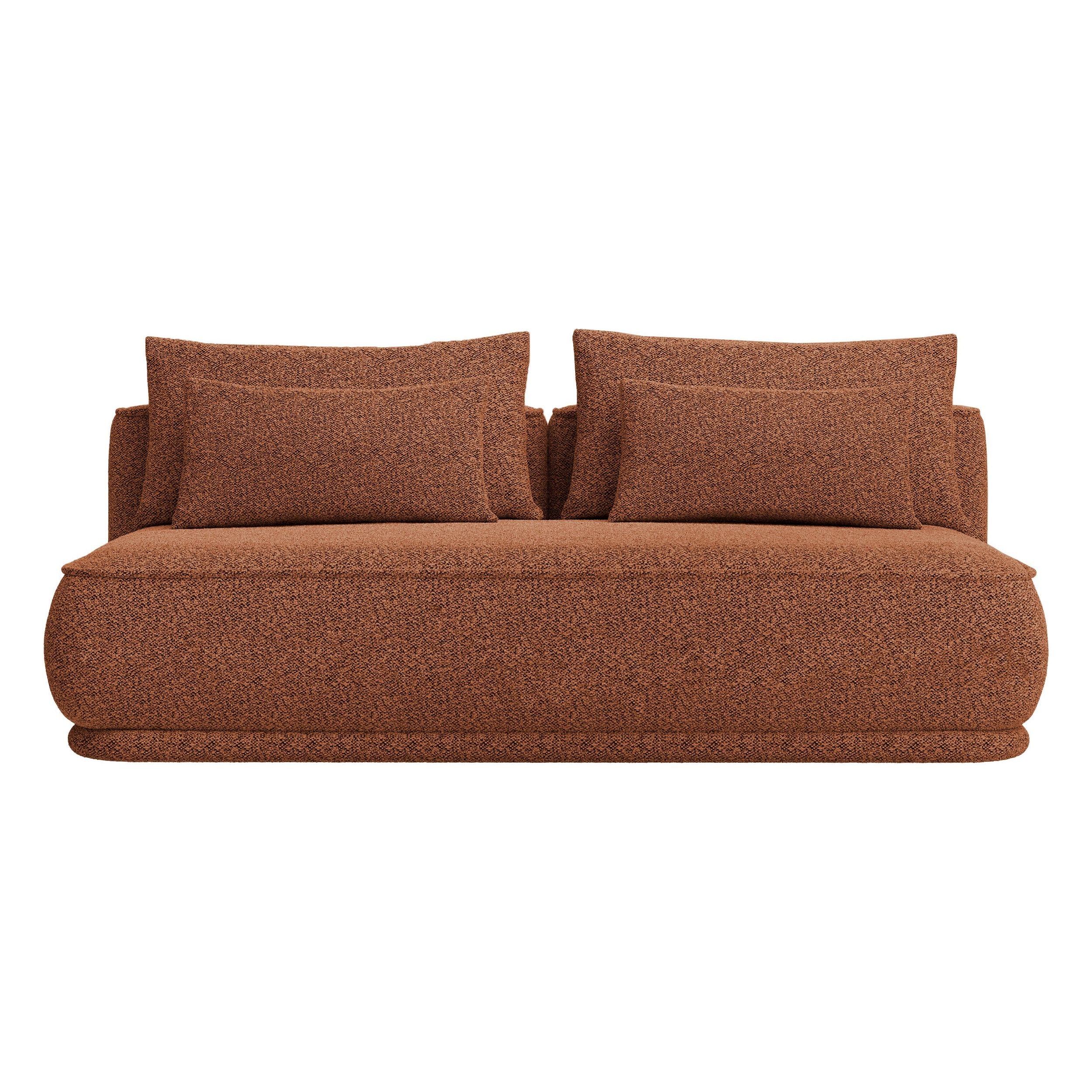 Trivietė sofa lova LENNO, rausva spalva, boucle