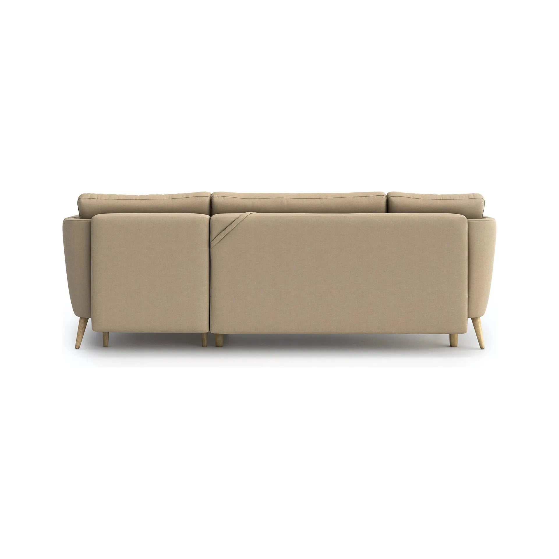 JANE kampinė sofa lova, smėlio spalva, universali kampo pusė