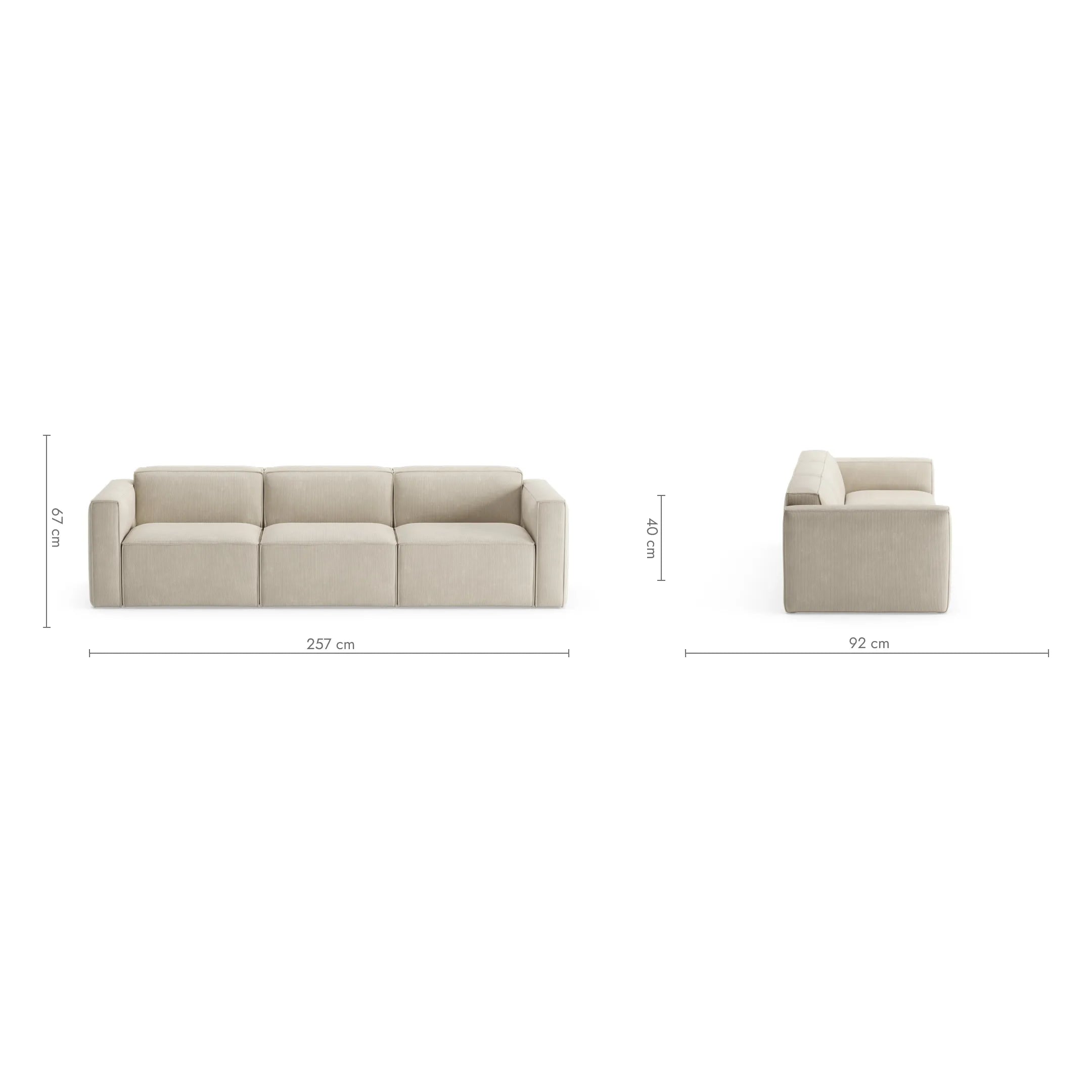 SLAY 3 vietų sofa, šviesiai pilka spalva