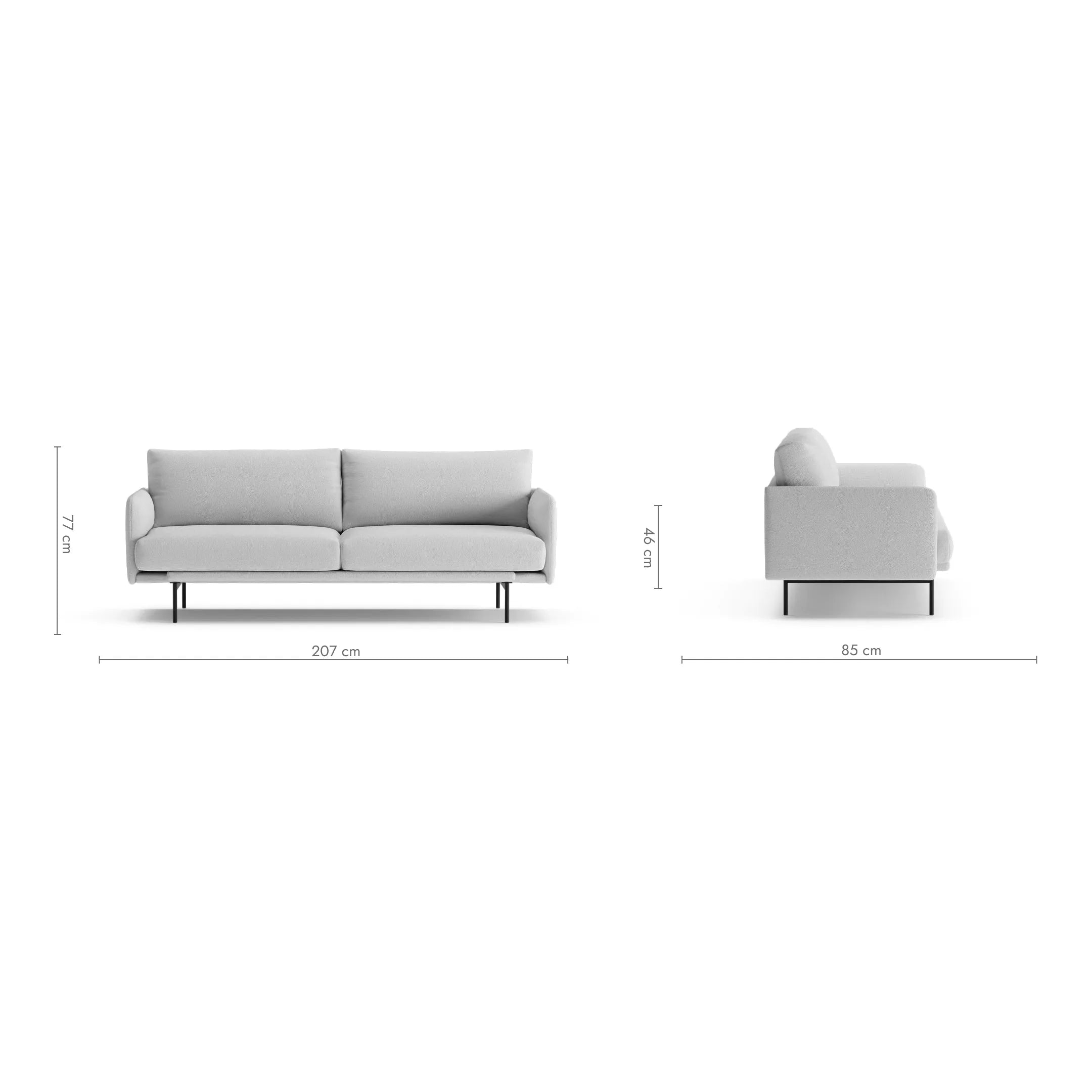 UMA 3 vietų sofa, pilka spalva