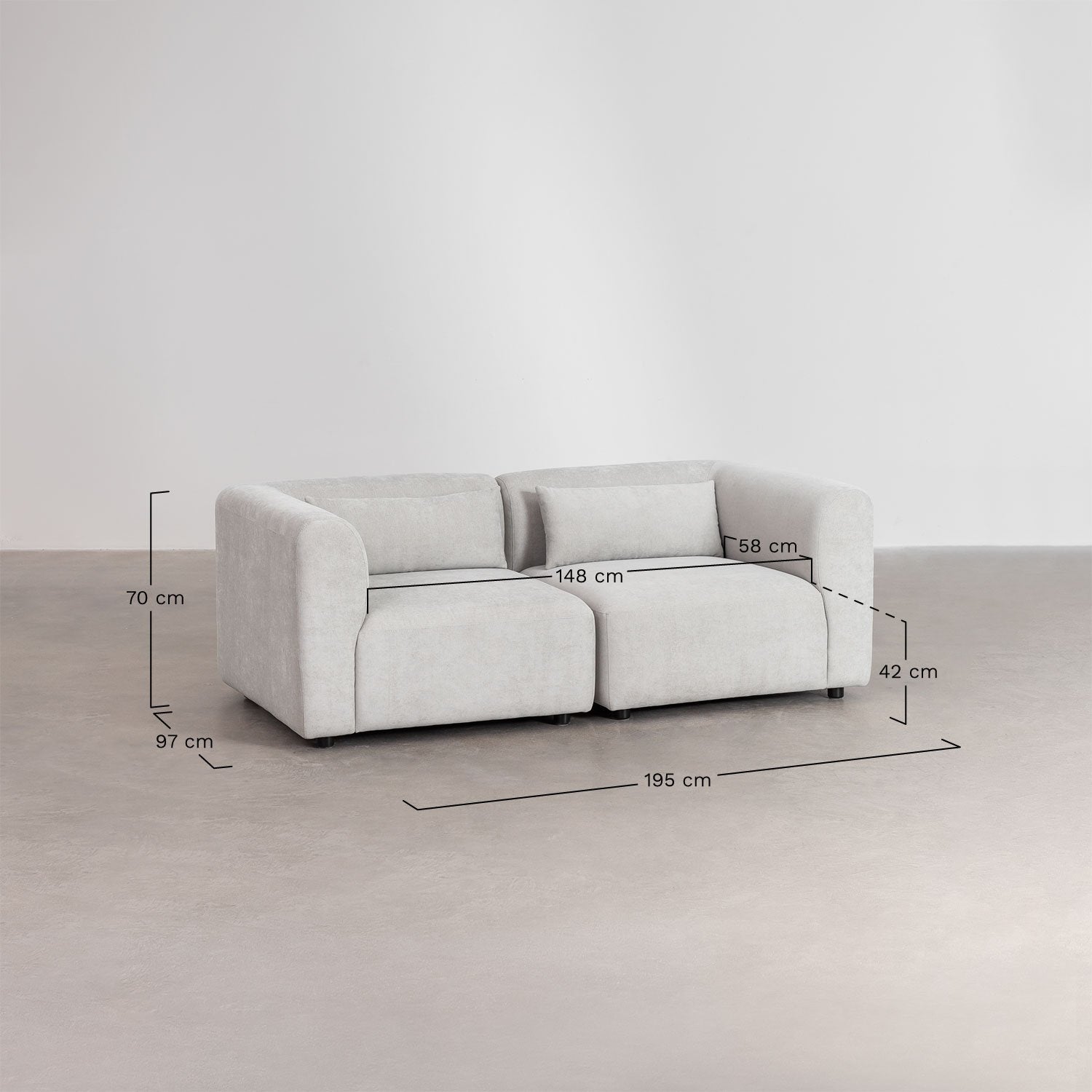 Dviejų dalių modulinė sofa FILA, velvetas