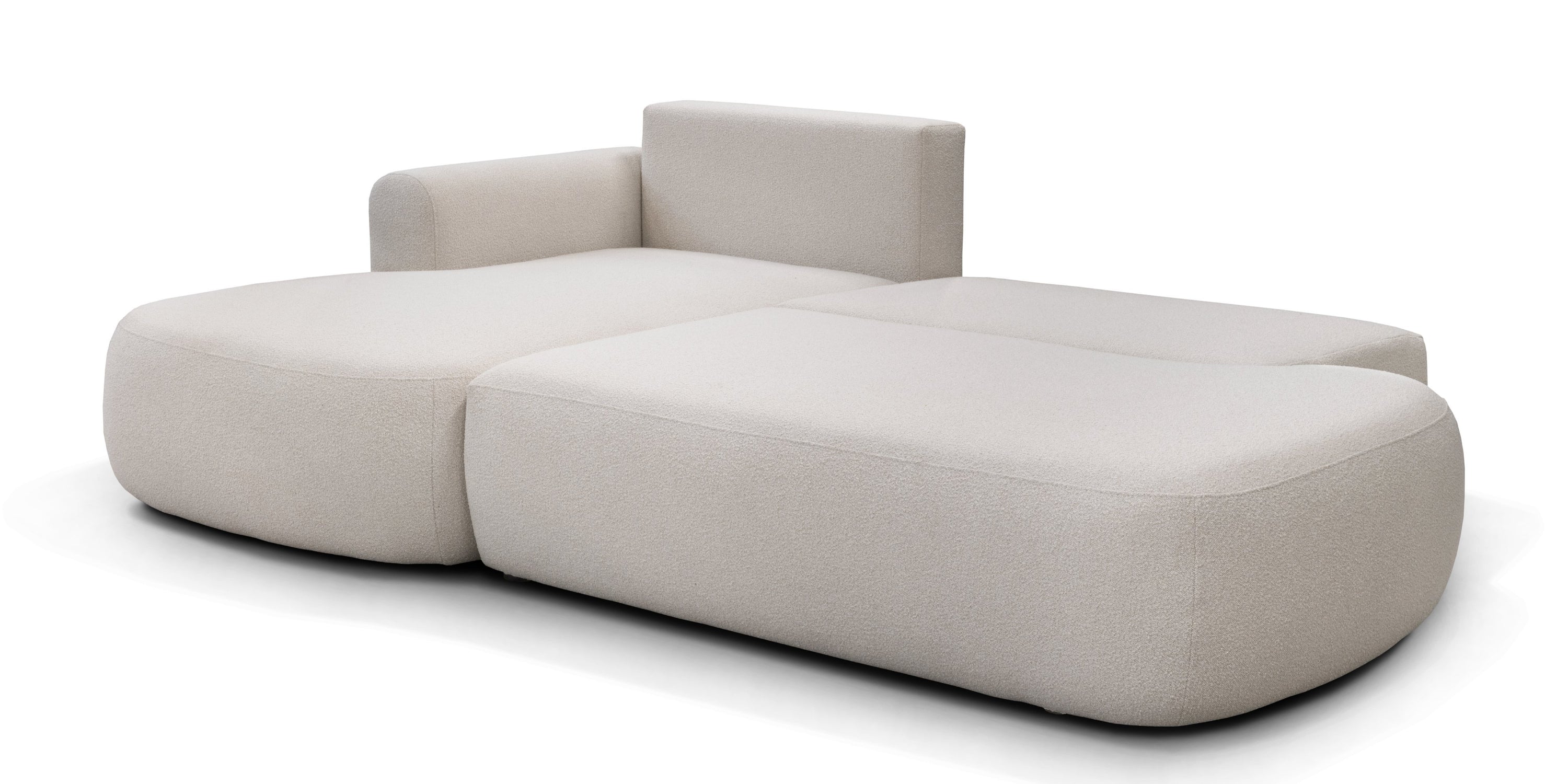 Sofa lova HERMI, šviesiai smėlio boucle, kairė