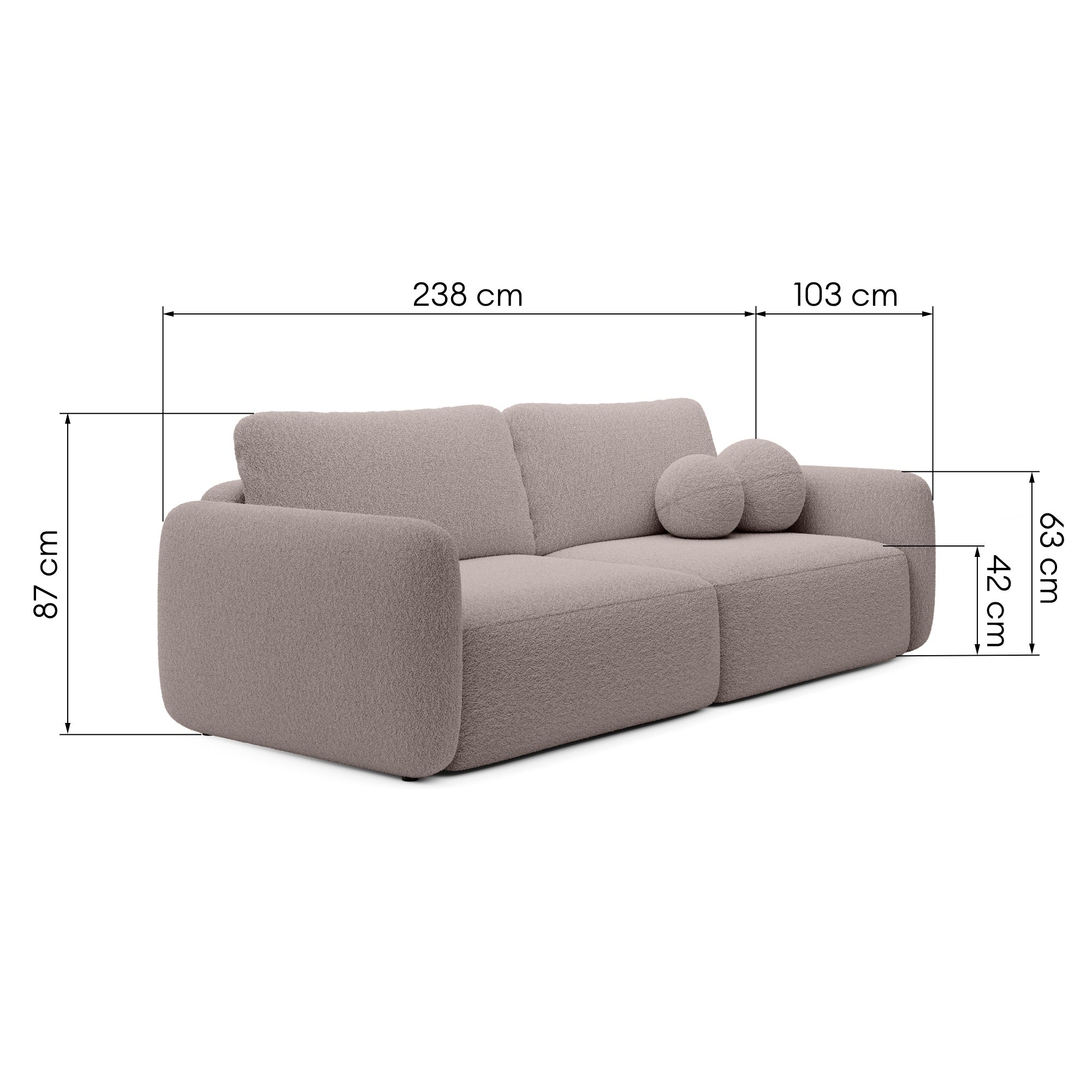 Sofa BOSE, ruda pilka, boucle