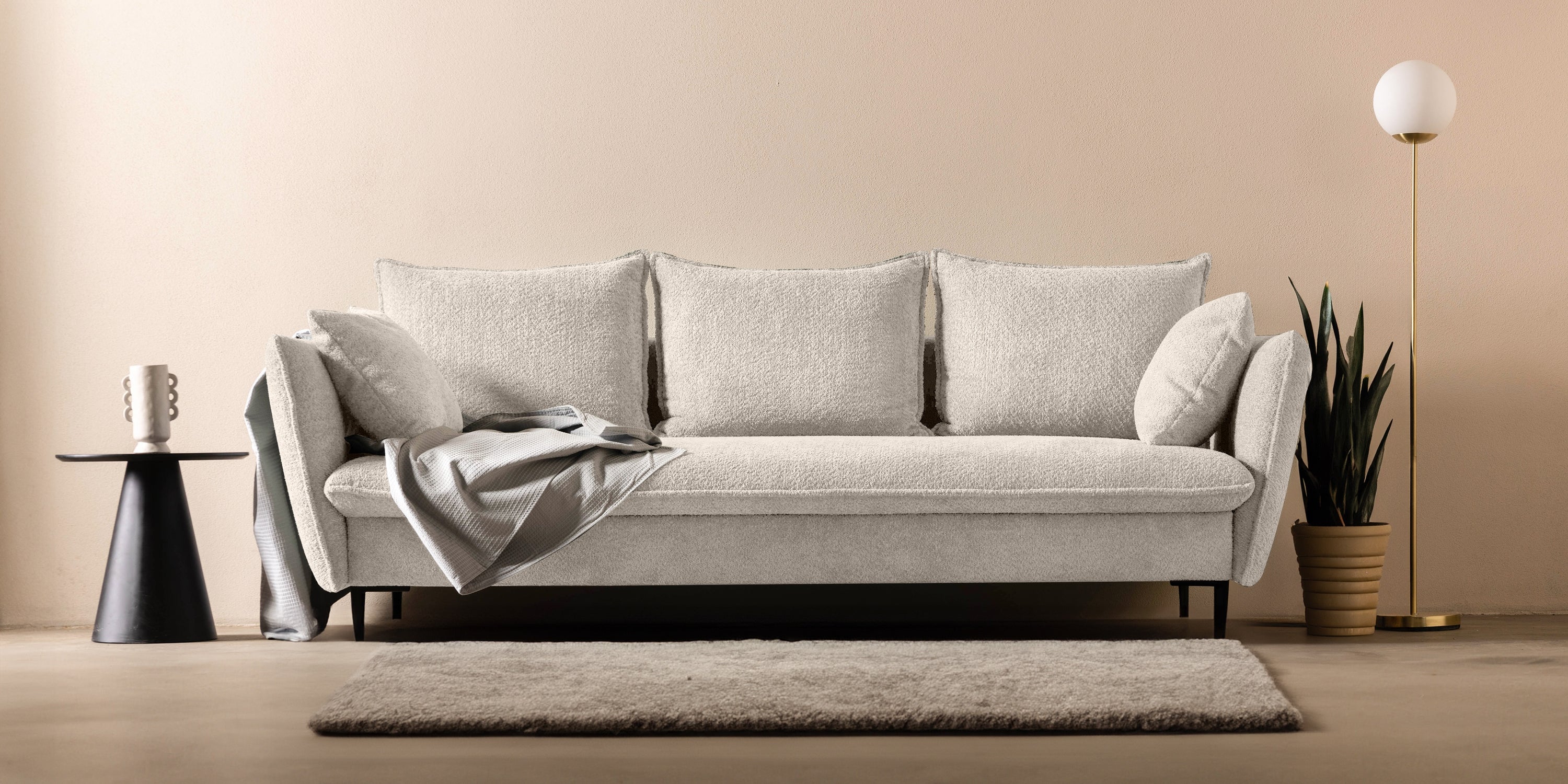 Sofa-lova GLOSS, smėlinė-pilka boucle