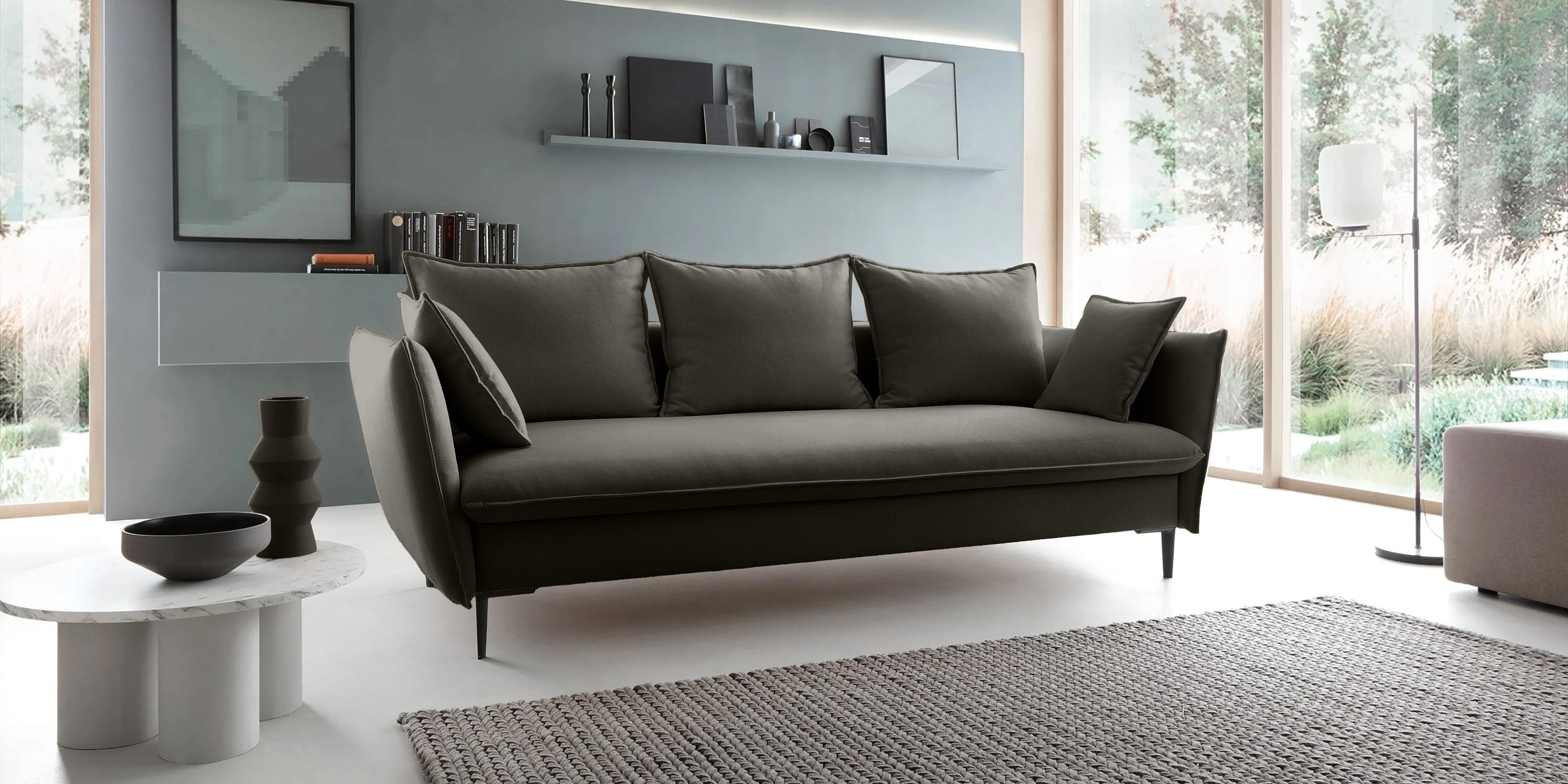 Sofa-lova GLOSS, tamsiai ruda, veluras