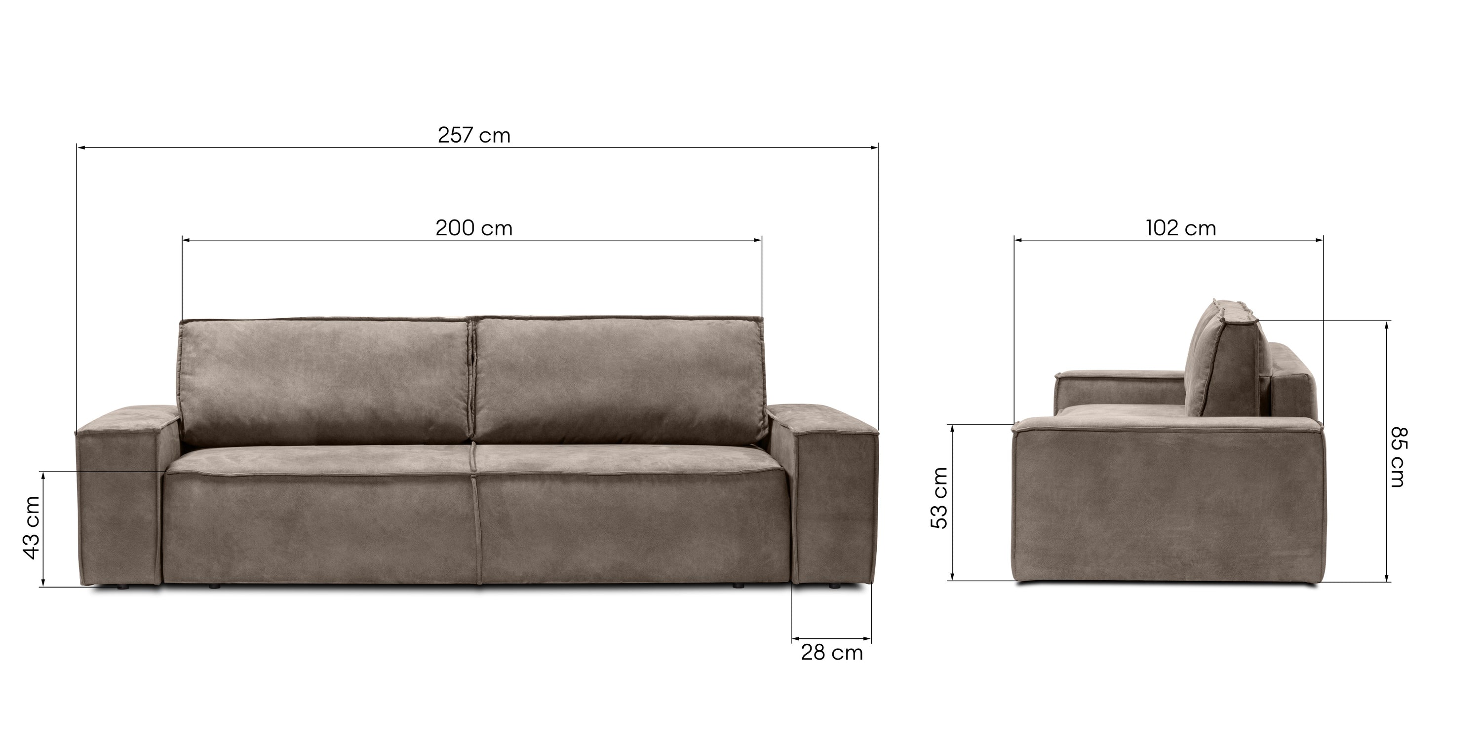 HUSTLA sofa su miegojimo funkcija ir patalynės daiktadėže, minkštas Abriamo audinys iš perdirbto poliesterio, pridedamos pagalvės ir modernus dizainas | namuideja.lt | sofa-lova, miegojimo funkcija, baldai