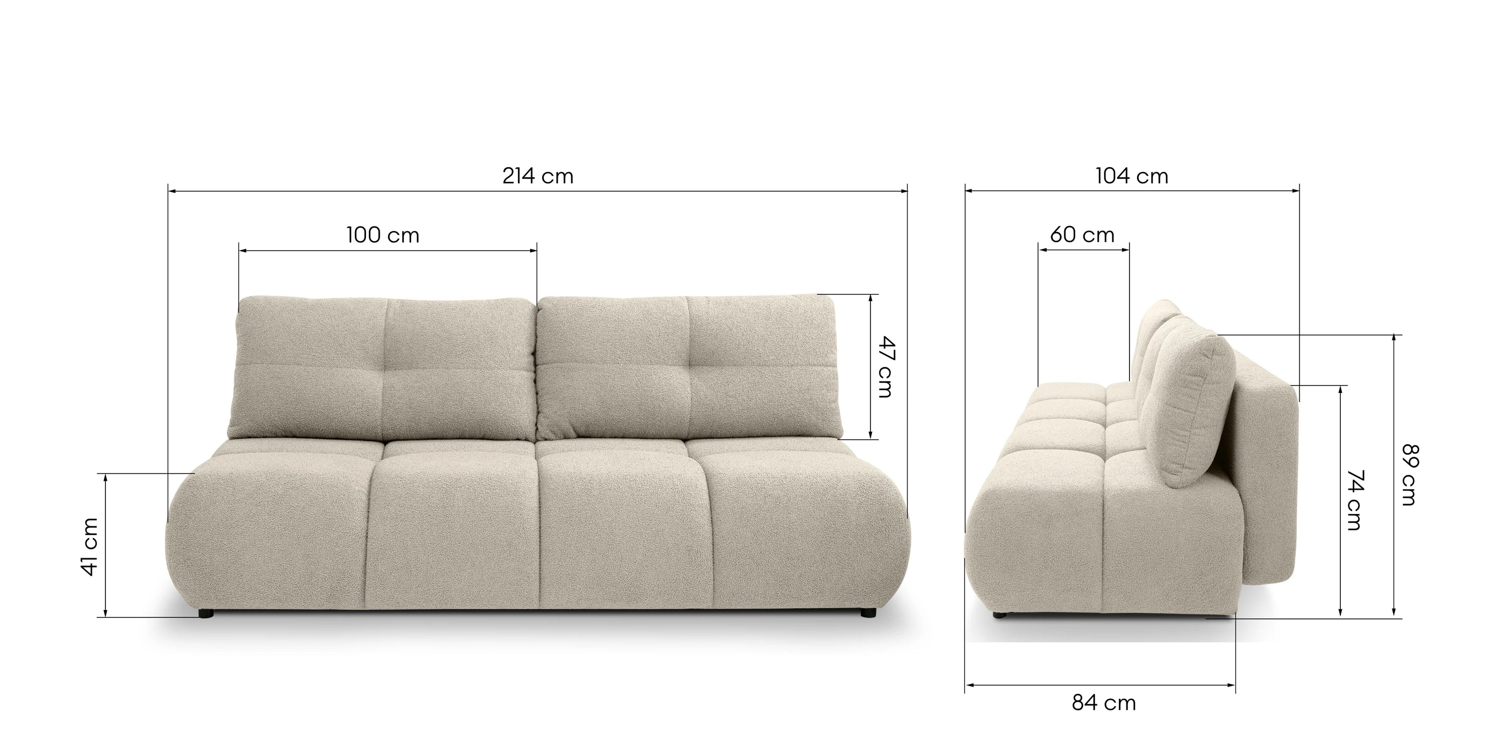 Sofa lova SOLO, ruda, boucle