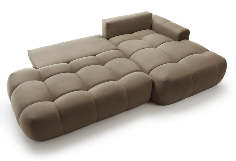 Kampinė sofa OMBO, dešinė pusė, ruda spalva, aksomas