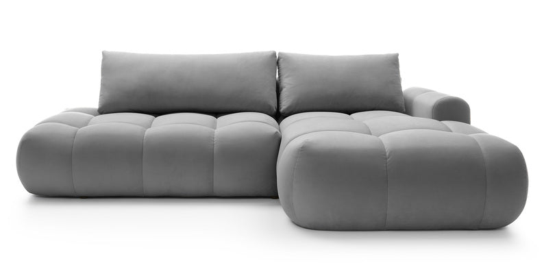 Kampinė sofa OMBO, dešinė pusė, pilka spalva, aksomas