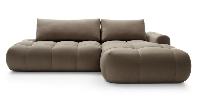 Kampinė sofa OMBO, dešinė pusė, ruda spalva, aksomas