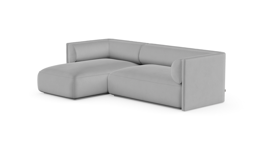 MOOD kampinė sofa, WOOLY LIGHT GREY spalva, dešinė pusė