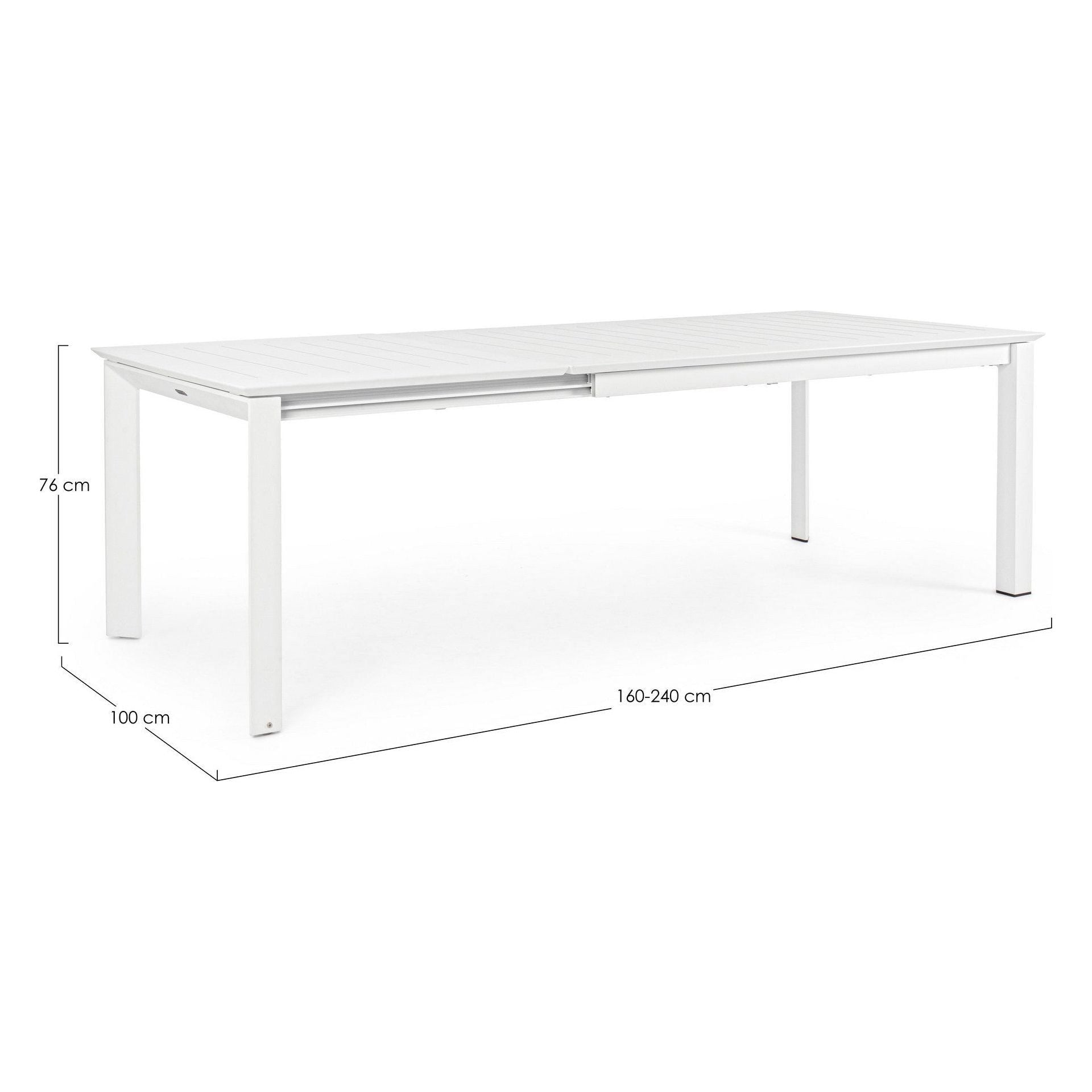 Lauko valgomojo stalas KONNOR WHITE, 160-240X100 cm