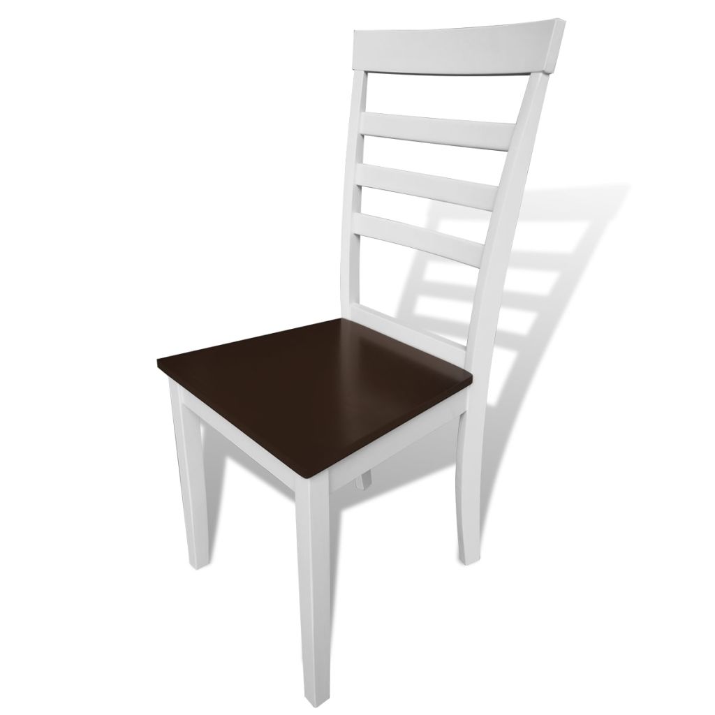 Valgomojo kėdės, 4 vnt., masyvi mediena, rudos ir baltos sp.