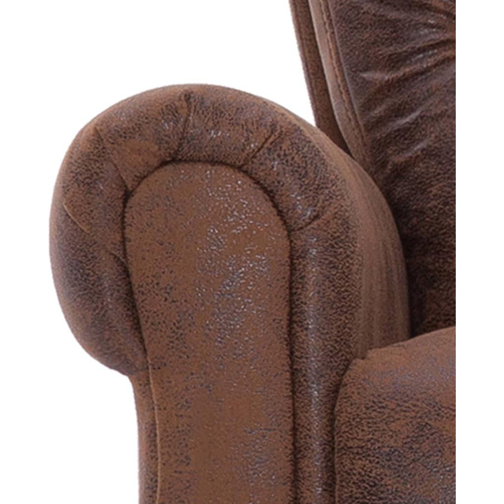 Atlošiamas krėslas, rudos spalvos, dirbtinė versta oda
