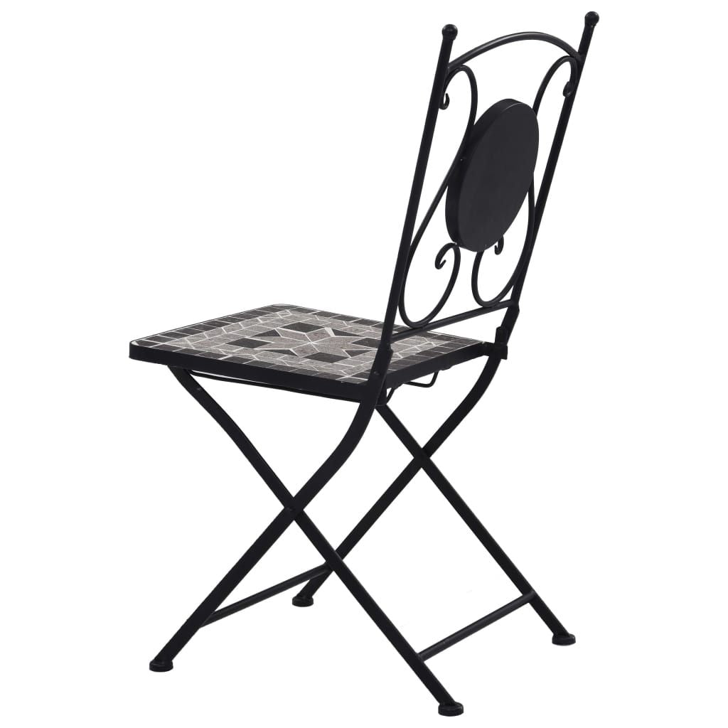 Mozaikinės bistro kėdės, 2 vnt., pilkos spalvos