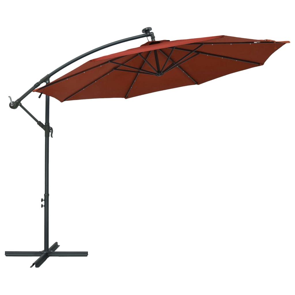 Gembės formos skėtis su LED ir plieniniu stulpu, terakota
