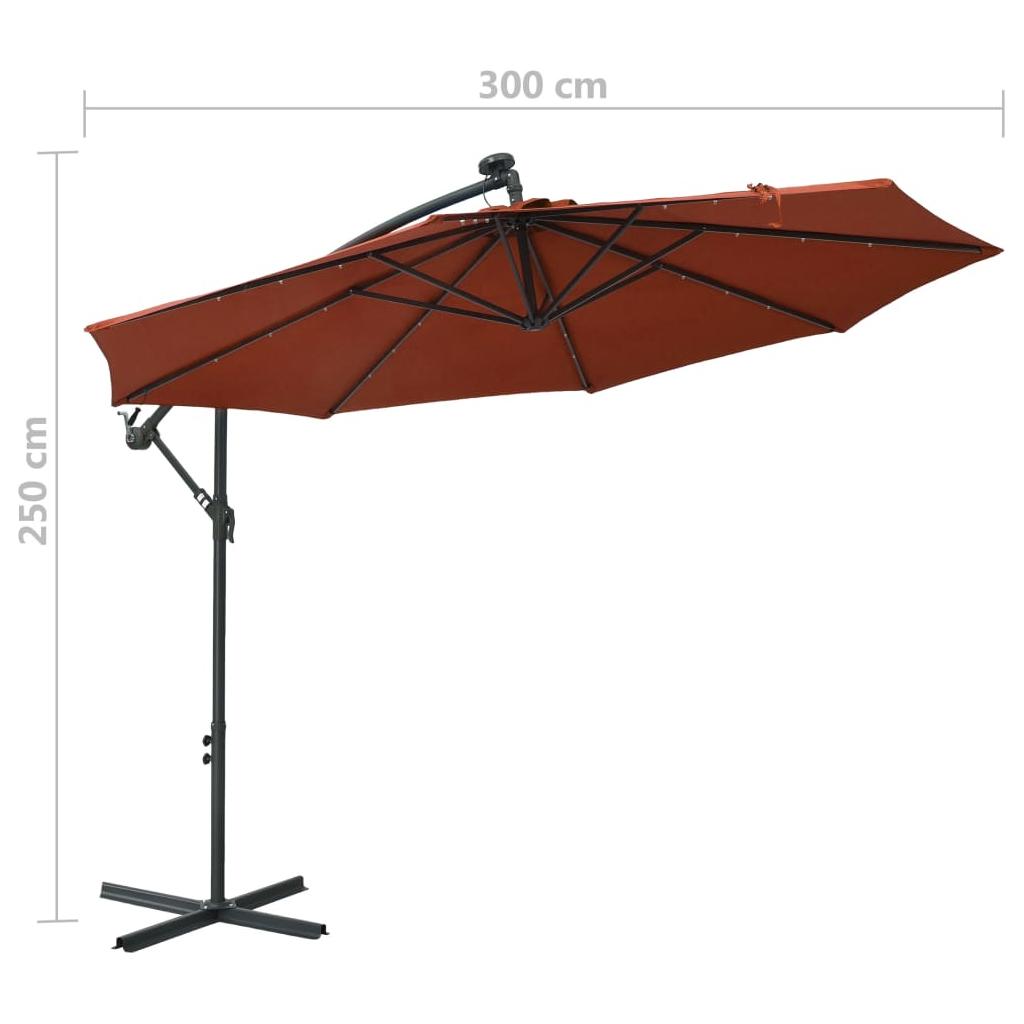 Gembės formos skėtis su LED ir plieniniu stulpu, terakota
