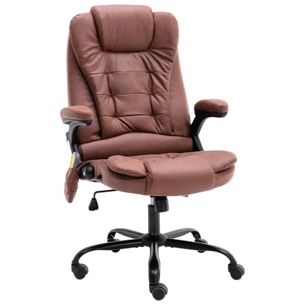 Masažinė biuro kėdė, šviesiai rudos spalvos, tikra oda