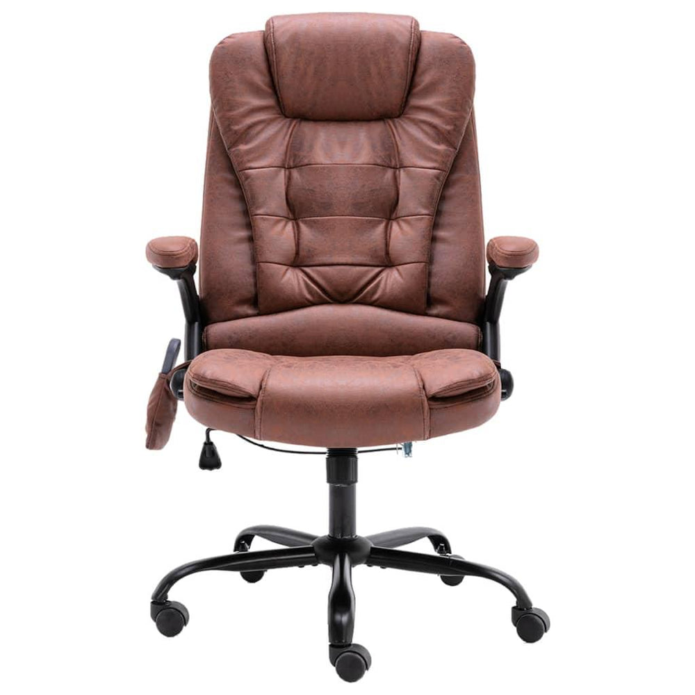 Masažinė biuro kėdė, šviesiai rudos spalvos, tikra oda
