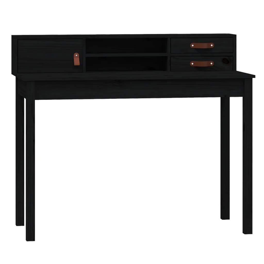 Rašomasis stalas, juodas, 110x50x93cm, pušies medienos masyvas