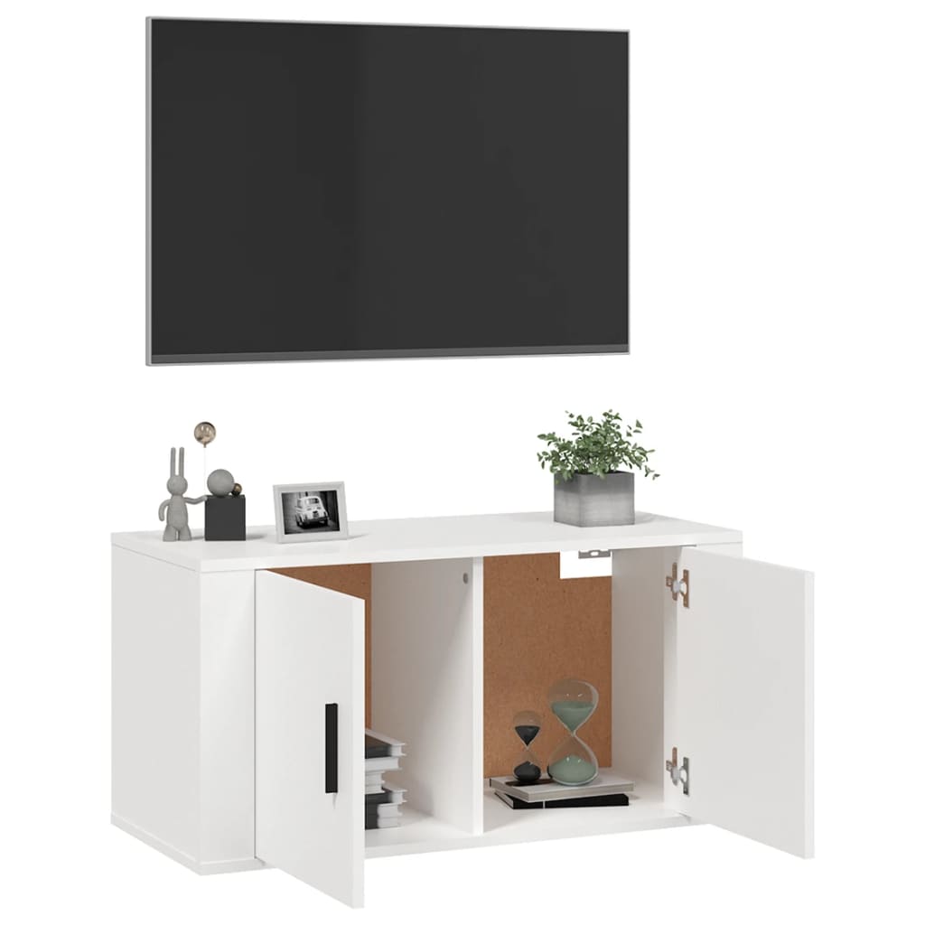 Sieninė televizoriaus spintelė, balta, 80x34,5x40cm