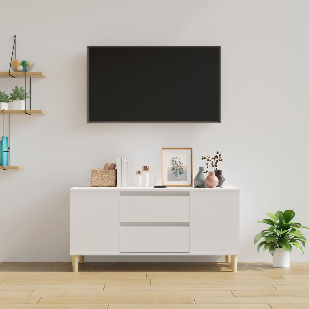 Televizoriaus spintelė, baltos spalvos, 102x44,5x50cm, mediena